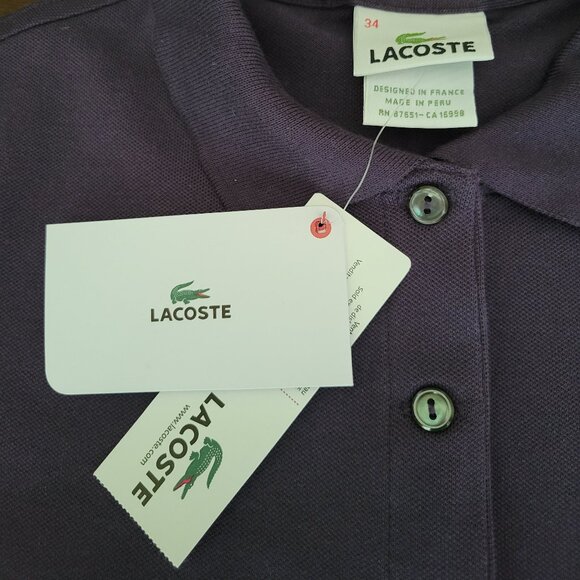 New Lacoste Polo Original Stretch Polo Purple NWT Women's Size 2 - Picture 6 of 11